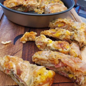 Rollo de masa trenzada de serrano
